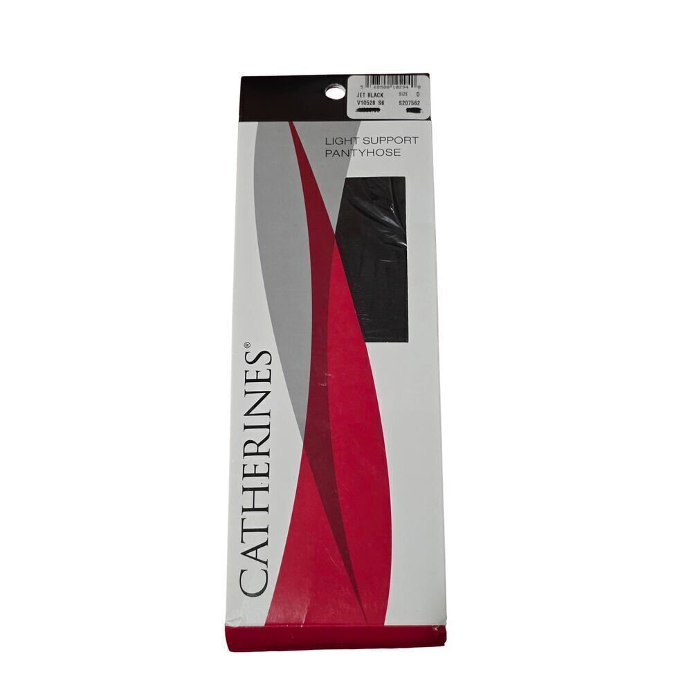 Vintage Catherine's Light Support Pantyhose Size D in Jet Black